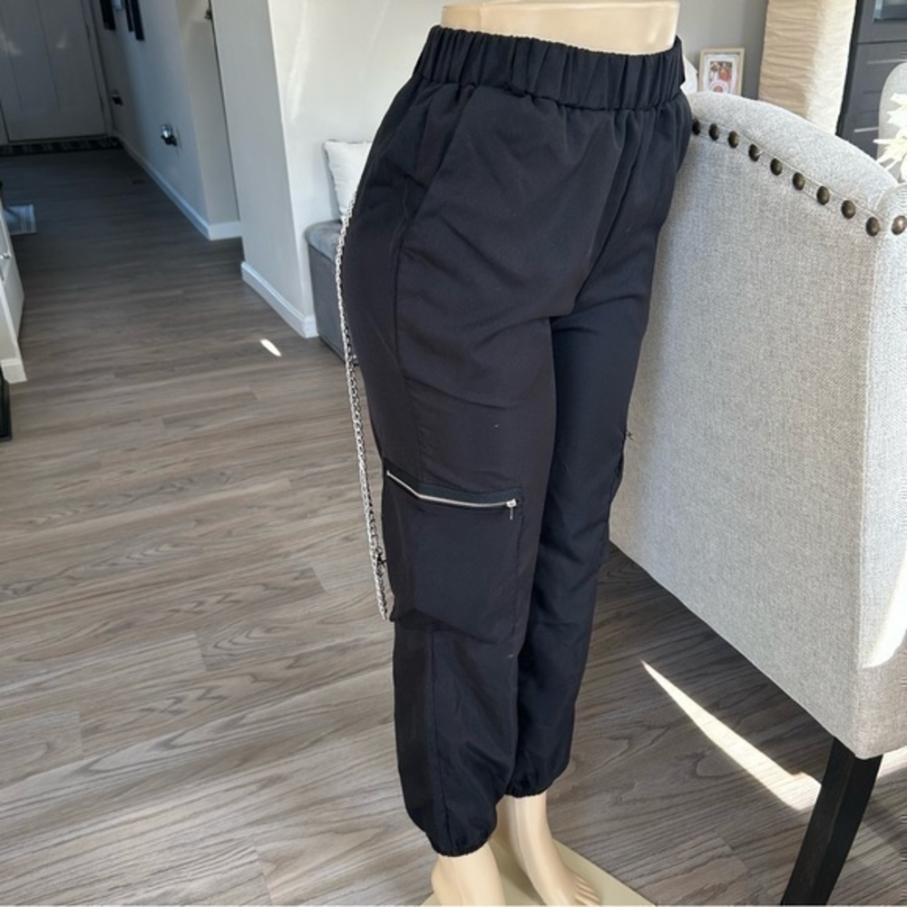 ๐NWT Romwe black punk rock chain black jogger slacks ๐ pants XS - Picture 16 of 16